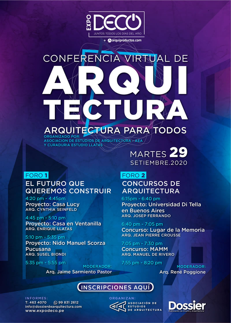 Participe de la Conferencia Virtual de Arquitectura - 29-Setiembre