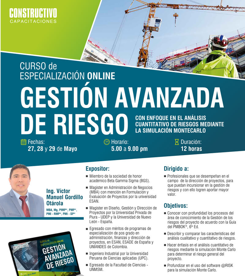 CURSO de ESPECIALIZACIÓN ONLINE - GESTIÓN AVANZADA DE RIESGO EN LA CONSTRUCCIÓN
